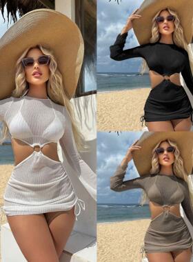 Special mesh hollow drawstring strap swimsuit swimsuit