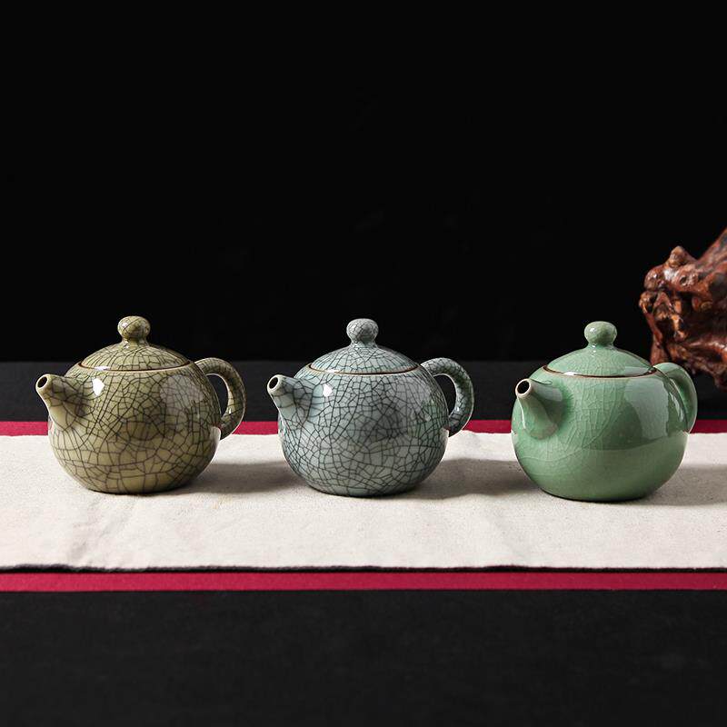 青瓷茶壶哥窑开片冰裂单壶紫砂陶瓷功夫茶具梅子青茶壶过滤西施壶