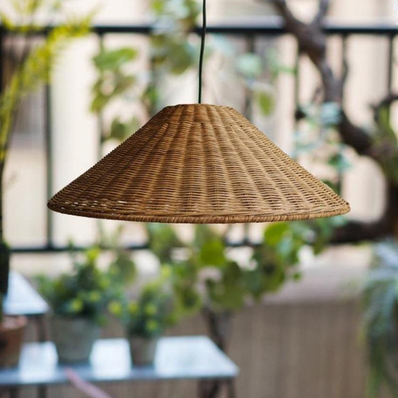 茶室吊灯中式禅意民宿房间家用书房客厅餐厅灯日式侘寂风藤编灯