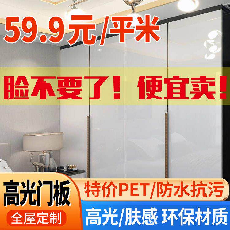 整体橱柜门定制肤感衣柜门PET高光门板定做欧松板柜门实木鞋柜酒