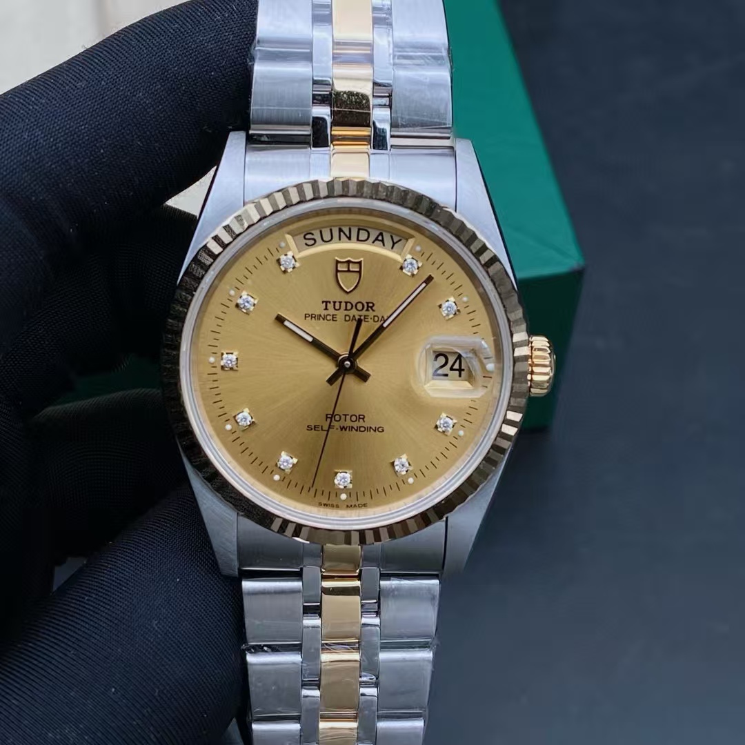 好价9.8新 帝舵王子系列精钢18K金自动机械表36MM钻石男表76213