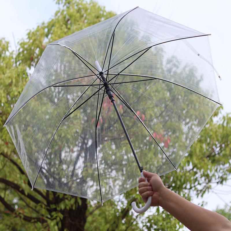 透明雨伞大量一次性塑料雨伞自动透明伞长柄高级感晴雨伞