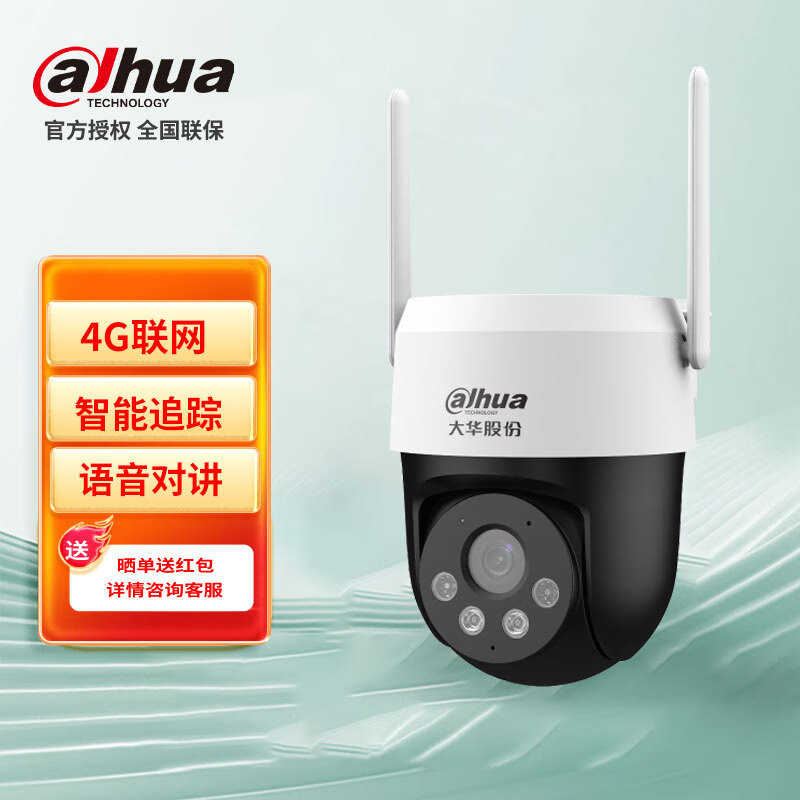 大华4G云台摄像机2寸双光网络球机双卡单待智能跟踪360全景P4A-4G