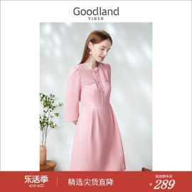 千金风goodland美地，女装春秋别致小香风七分袖连衣裙