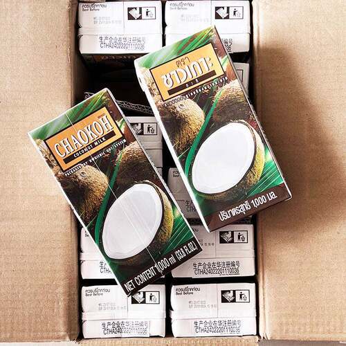 泰国chaokoh俏果椰浆浓缩椰奶椰汁椰乳1L奶茶店用纸盒整箱商用