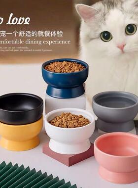 黑色猫碗陶瓷猫盆可爱猫猫喝水碗猫粮碗宠物碗防黑下巴打翻小狗碗