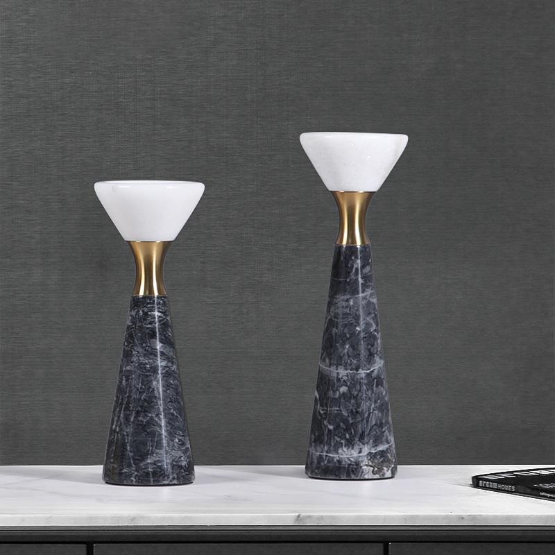 欧式轻奢大理石蜡烛台样板间售酒店民宿客厅茶几桌面软装饰品摆设