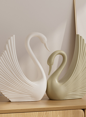 简约艺术天鹅工艺品现代展示柜装饰摆件高档客厅酒柜玄关家居饰品