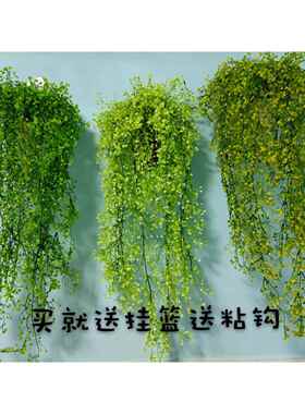 彷真绿色植物假花墙壁吊兰室内阳台墙面装饰花藤壁挂花藤装饰藤蔓