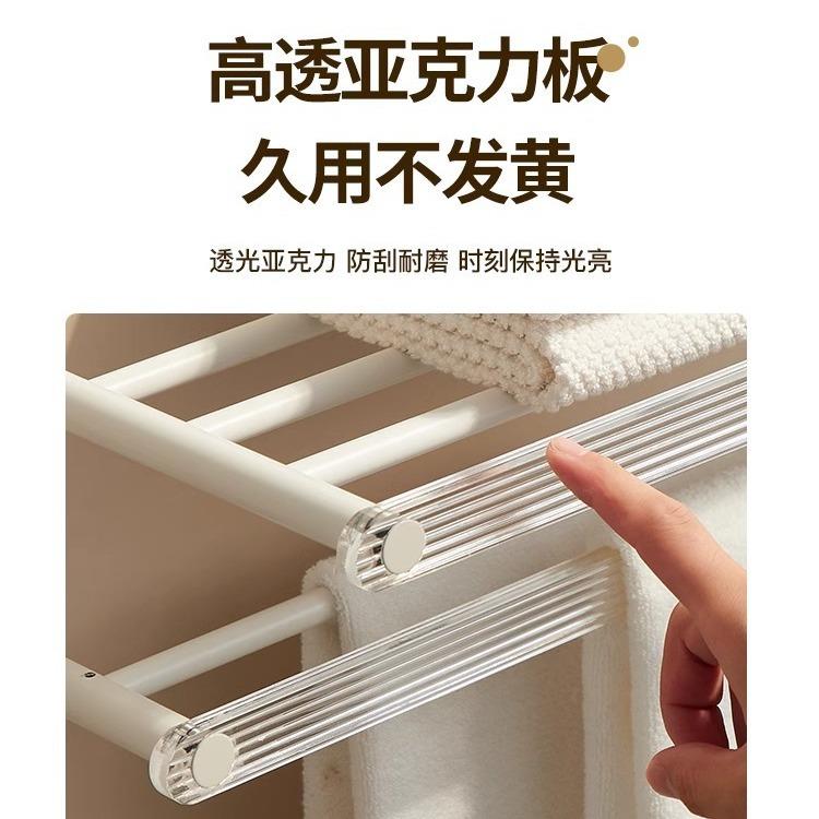 奶油553风亚克力毛巾杆打孔架挂卫生间浴室浴巾架毛巾架轻单杆奢