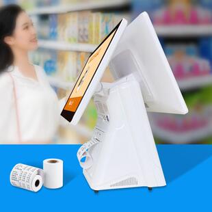 窗 双屏收银机一体机Windows系统内置80MM打印机小票扫码