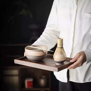 打茶盏抹茶粉搅拌器 日式 抹茶套装 粗陶点茶工具陶瓷抹茶碗茶筅套装