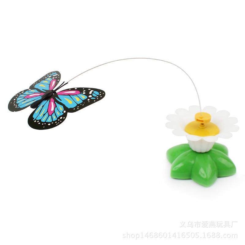 电动桌面抖动蝴蝶地摊热卖宠物玩具旋转蝴蝶 逗猫逗狗棒玩具