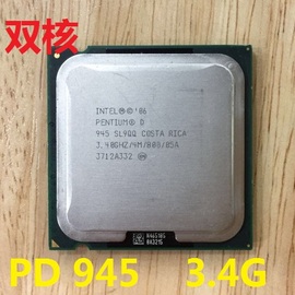 英特尔intel775cpu奔腾d双核pd9453.4g高主频(高主频)适于945主板