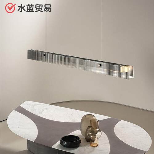 轻奢极简一字玻璃餐厅吊灯创意设计感高端简约氛围岛台吧台长条灯