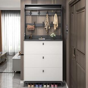 超薄鞋柜门口进门靠墙鞋架翻斗式玄关柜子多功能多层挂衣帽架一体