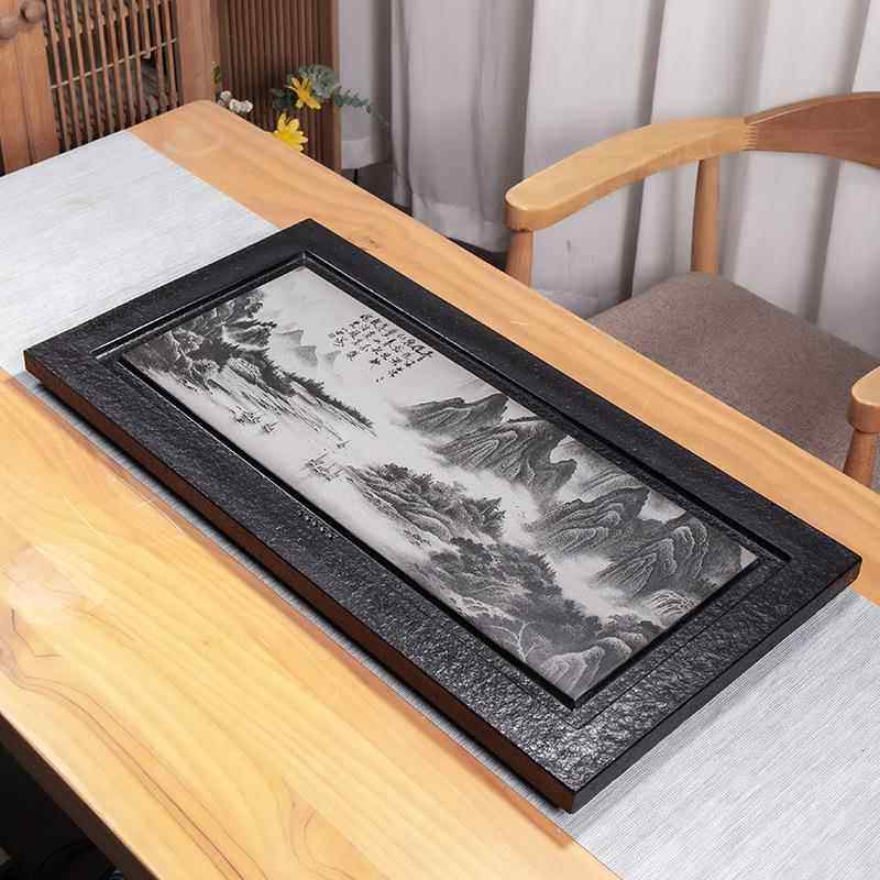 新款直销乌金石茶盘套装家用整块黑金石茶盘功夫茶具茶海 乌金石