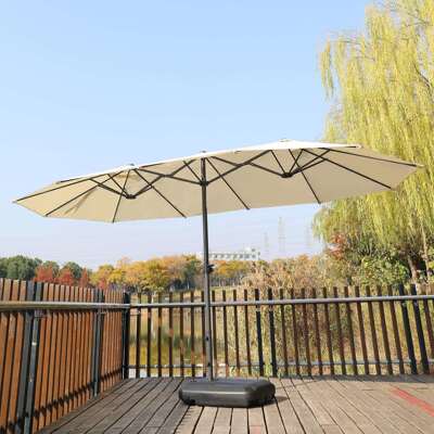户外庭园院伞224外室g露天花别墅三头中柱伞抗风遮阳超大太阳伞印