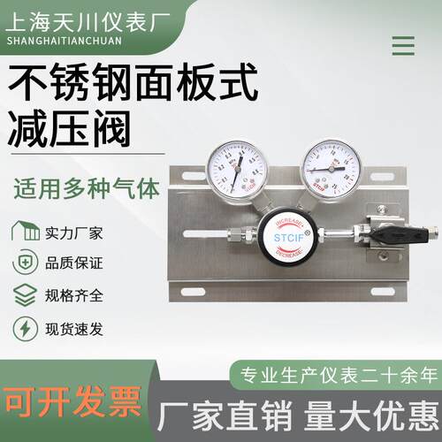 不锈钢终端面板气体减压阀316L调压稳压耐腐蚀氢气氨气氧气氮气一