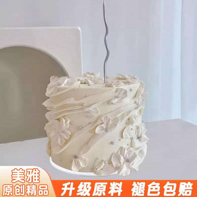 2025新款塑胶彷真蛋糕模型网红简约珍珠蜡烛橱窗道具定制假样品