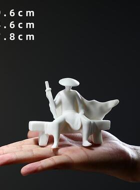 高档汉鸿 创意客厅摆摆件瓷人物新中式书家居办公房室桌面陶装饰