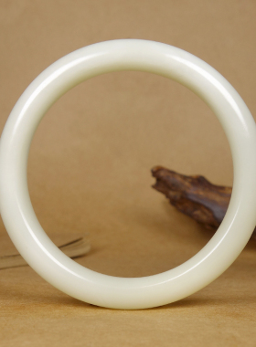圈口58mm保真新疆和田玉黄口料青黄口猫眼细料女款手镯玉镯46.00g