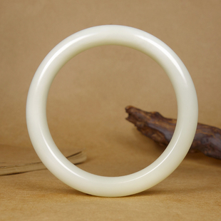 圈口58mm保真新疆和田玉黄口料青黄口猫眼细料女款手镯玉镯46.00g