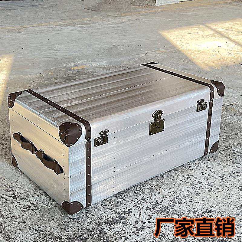 美式乡村loft工业风格复古做旧铝皮储物箱式方形茶几个性茶桌艺术