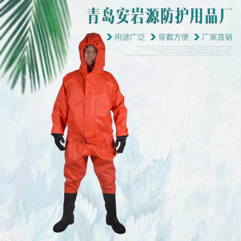 青岛半封闭连体式防化服 作业防护服 呼吸器外置 可