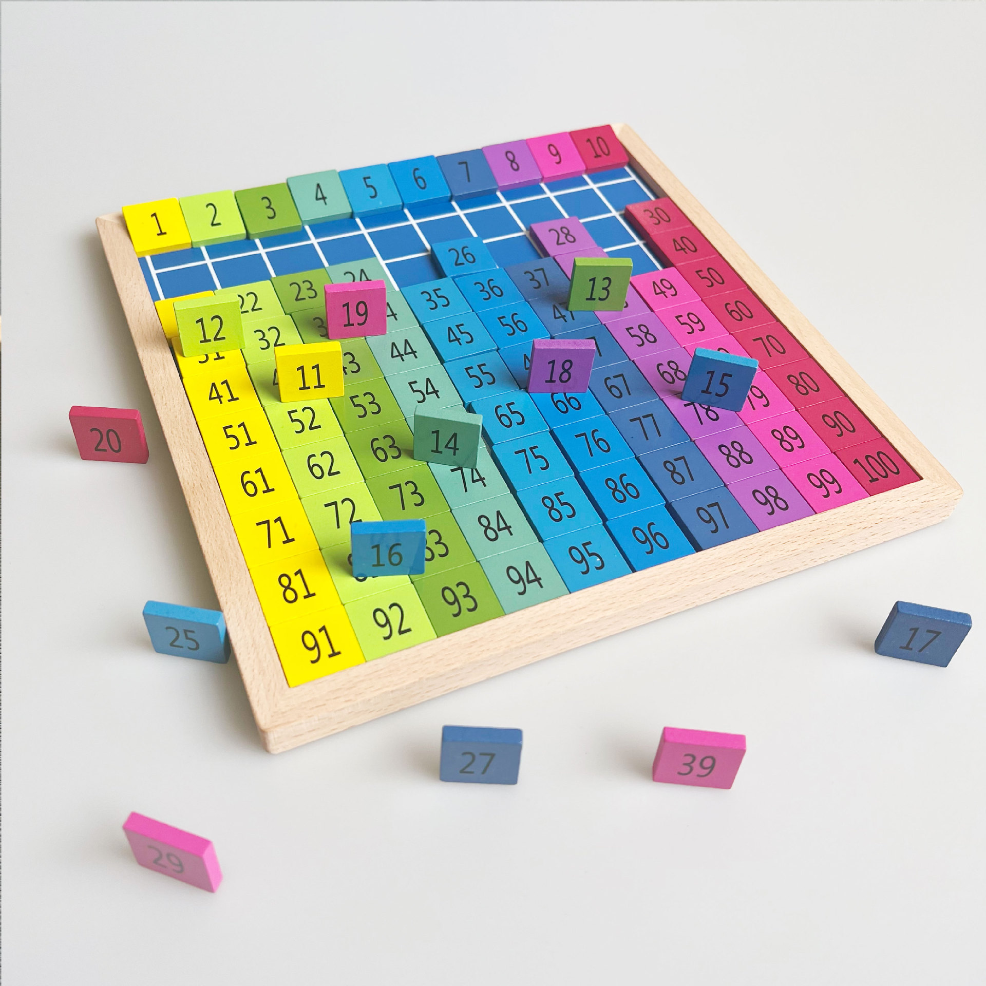 一二年级木制百数板积木算数教具儿童益智早教数字练习训练板