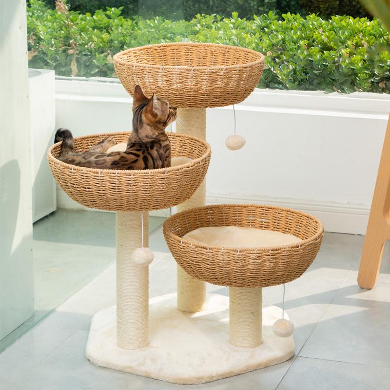 梅子猫编织猫窝猫爬架一体剑麻猫抓板猫树猫攀爬diy大猫窝出口