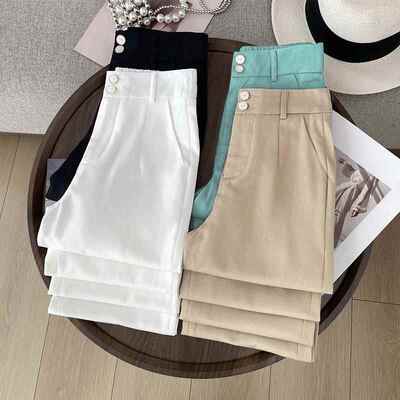 Women Contrast Waist Trousers Straight Leg Baggy Pants