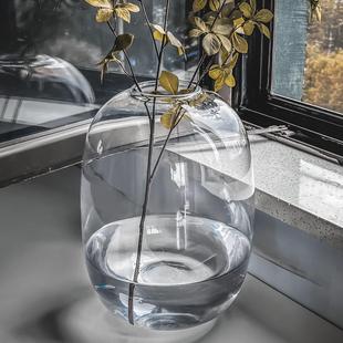 马醉木花瓶玻璃透明大肚瓶小口大肚高款插花长枝吊钟南天竹美男树