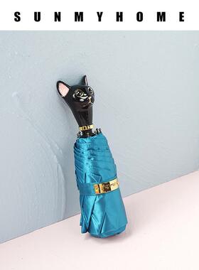 正品Sn晒myhome猫头太伞阳五折小巧便携女轻奢u晴雨伞遮阳防防紫