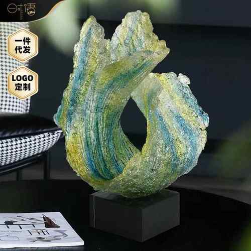 抽象海浪摆件客厅电视柜浪花雕塑轻奢高档办公室装饰品风生水起