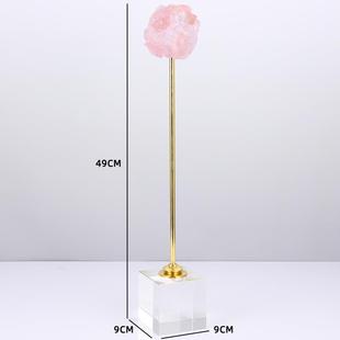 新款 轻奢天然水居晶石黄铜花客厅家摆件乔迁新居结梅婚祝福对鹿鹿