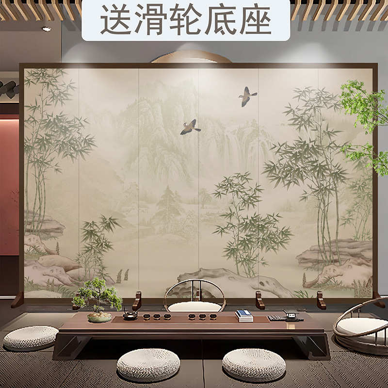 中式屏风隔断客厅可折叠玄关入户门家用可移动遮挡高级感卧室屏风