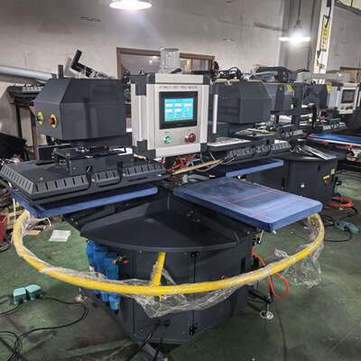 DTF热撕膜气动升华旋转sublimation自动双头转盘转印四工位压烫机