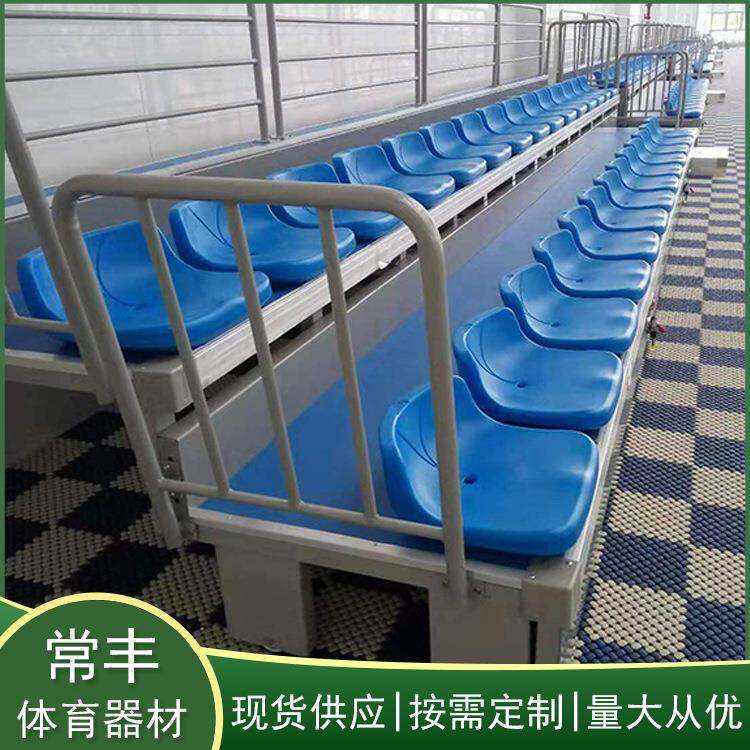 室内游泳馆低靠背伸缩看台厂家手动折叠移动看台中空看台椅