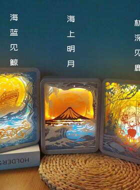 光影纸雕灯DIY材料装饰灯 A4手工图纸作业立体纸刻灯剪影灯纸浮雕