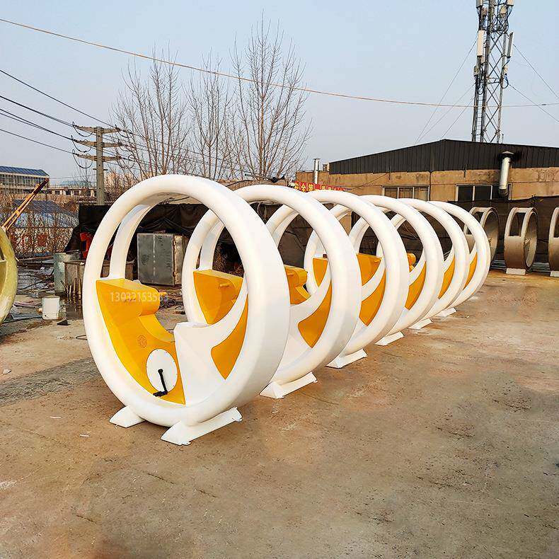 脚踩无动力不锈钢钢取水喷泉单车 传感光发电跑马灯单车制作厂家