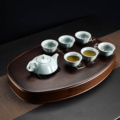 竹制茶盘储蓄水会友茶海茶台家用干泡复古长方形托盘中式茶具套装