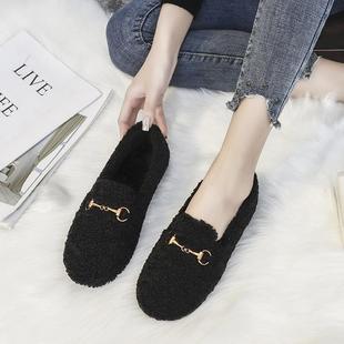 瓢鞋 穿加绒保暖一厚底羊羔毛棉2鞋 脚蹬豆 女冬外205新款 高档毛毛鞋