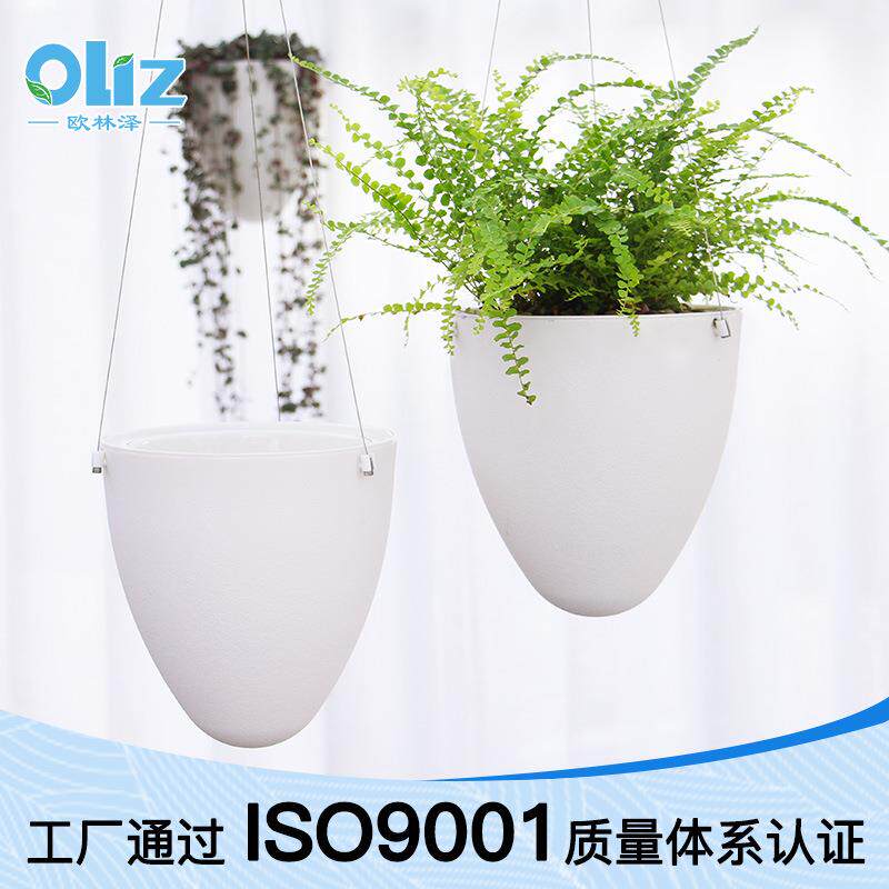 跨境欧林泽花盆厂家D蛋形垂吊盆塑料懒人花盆现货亚马逊园艺