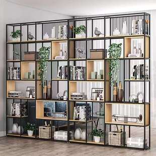 铁560艺置物架落地客多层书架屏风书厅办公隔断展示架室镂空收纳