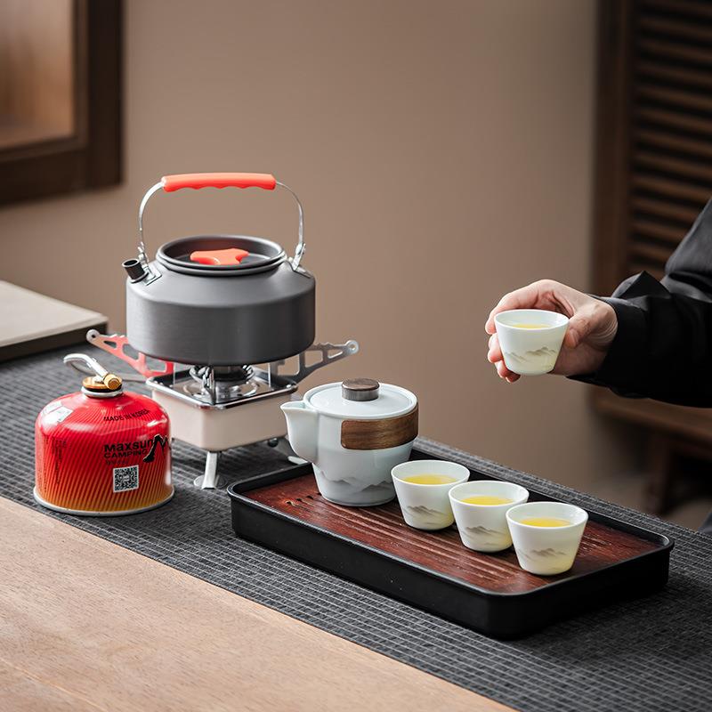 户外露营围炉煮茶便携式旅行茶具套装烧水壶一整套野外车载陶瓷