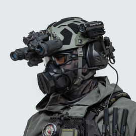 trn黑灰工业sotr特种战术防尘呼吸器面罩，头戴盔戴两用