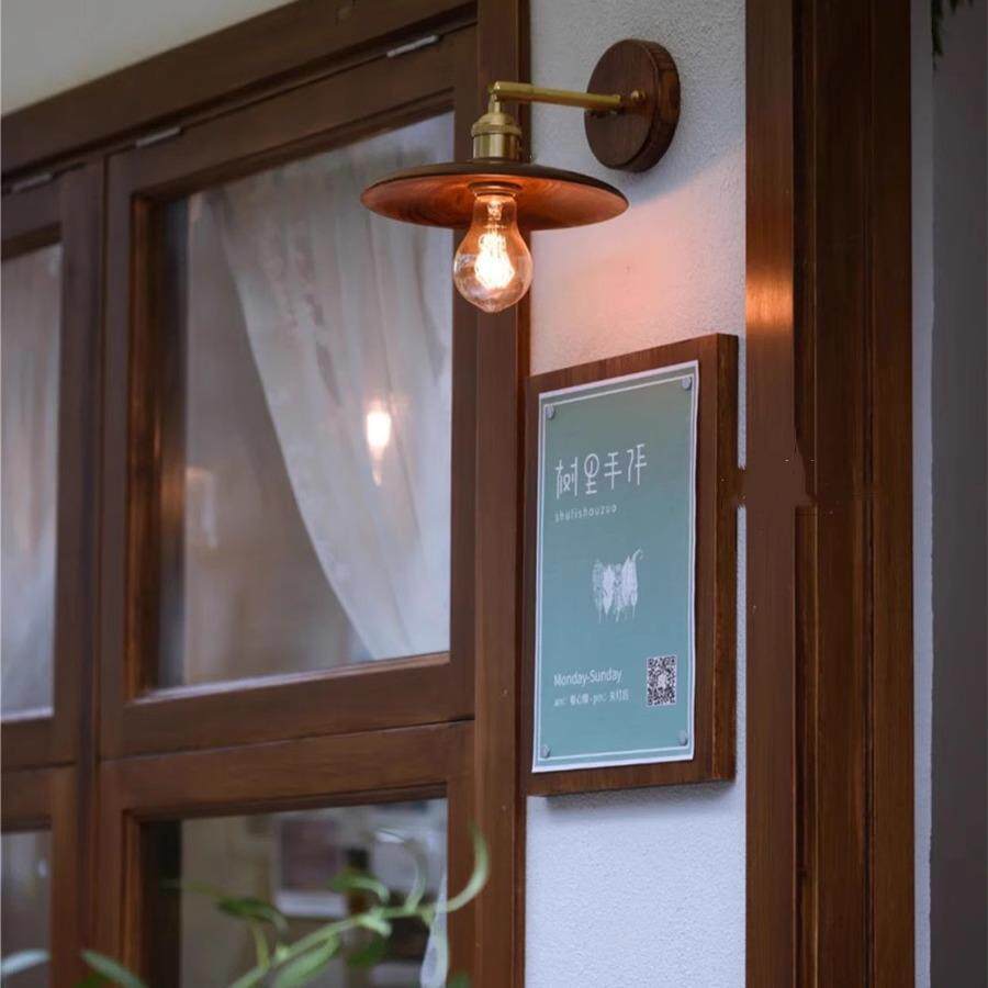 中古风壁灯房间民宿墙灯实木法式复古楼梯卧室床头美式店铺装饰灯