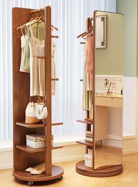 7K实木穿衣TNO镜落地全身镜衣组帽架一体收衣纳架子试衣挂镜架合