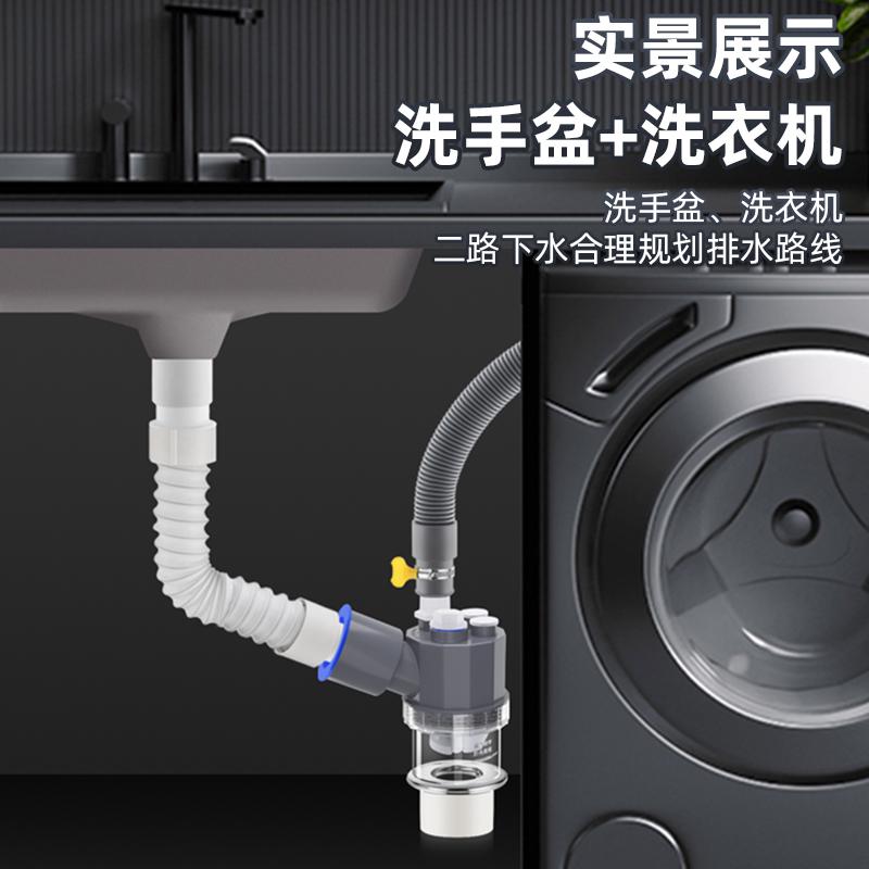 下水管三通分水器烘干机扫地机空调排水管二合一地漏防臭对接神器